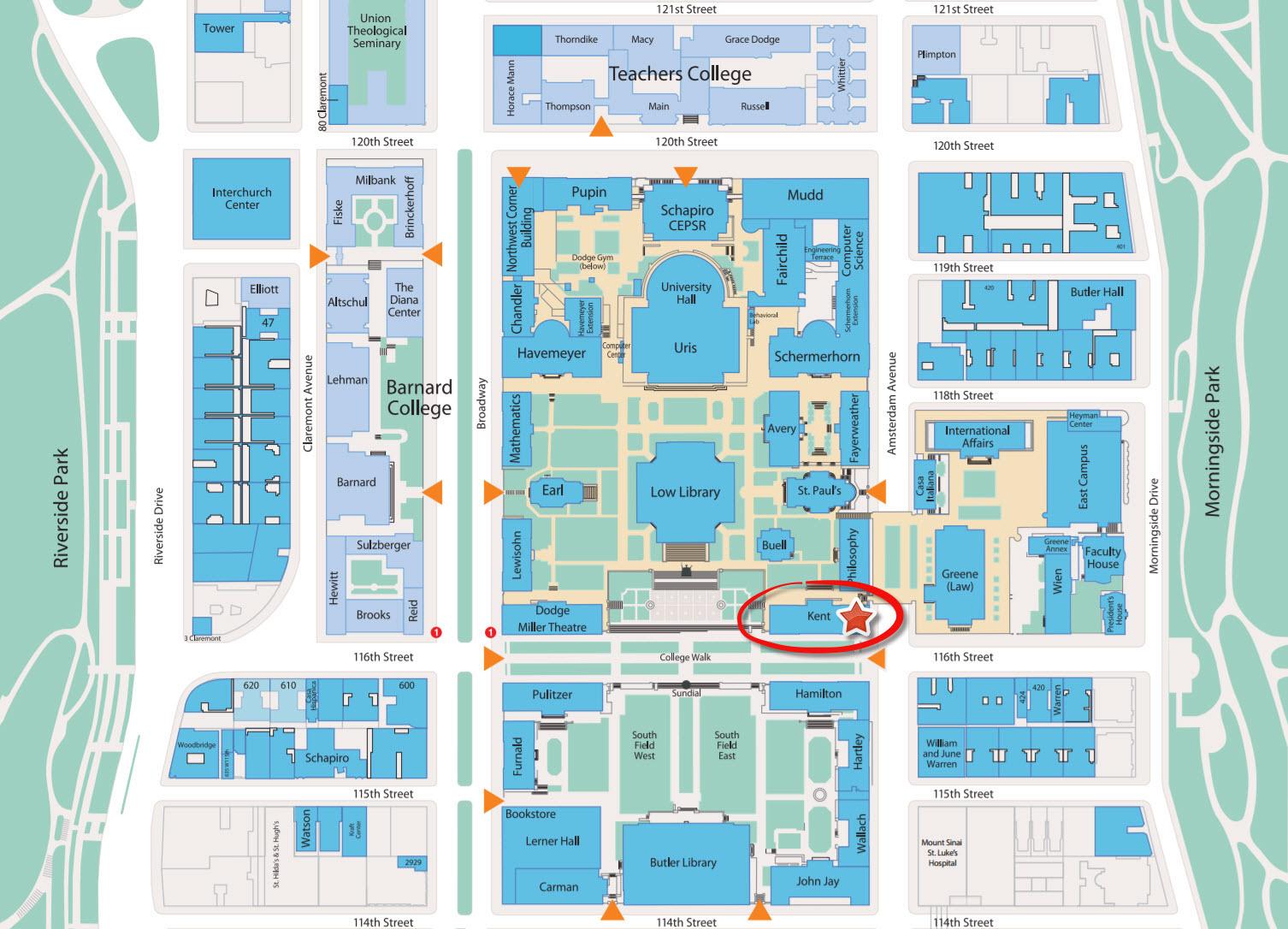 Columbia University Morningside Campus Map Student Service Center